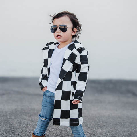 WHITE AND BLACK LONGLINE CARDIGAN